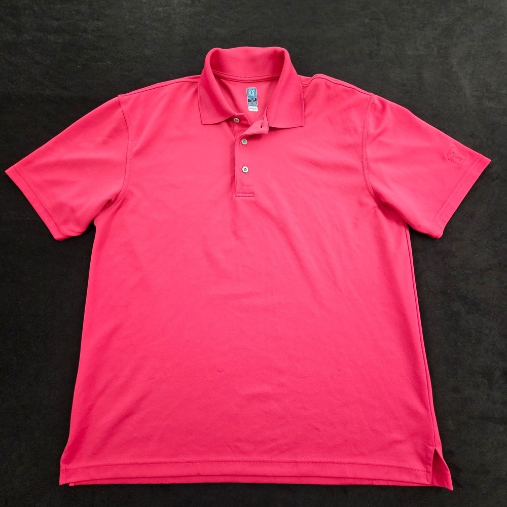 PGA Tour Airflux Red Short Sleeve Polyester Polo Shirt Men's XL